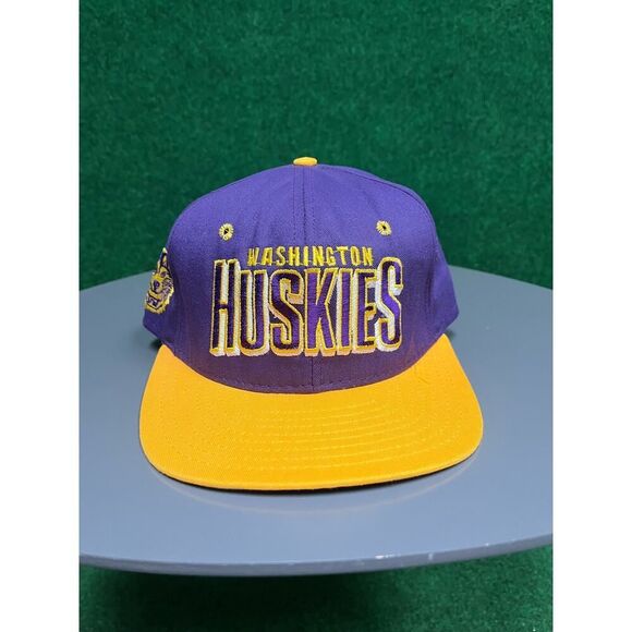 VTG 90s University Washington Huskies Snapback Hat Cap NCAA Made In USA Unisex - Picture 1 of 5